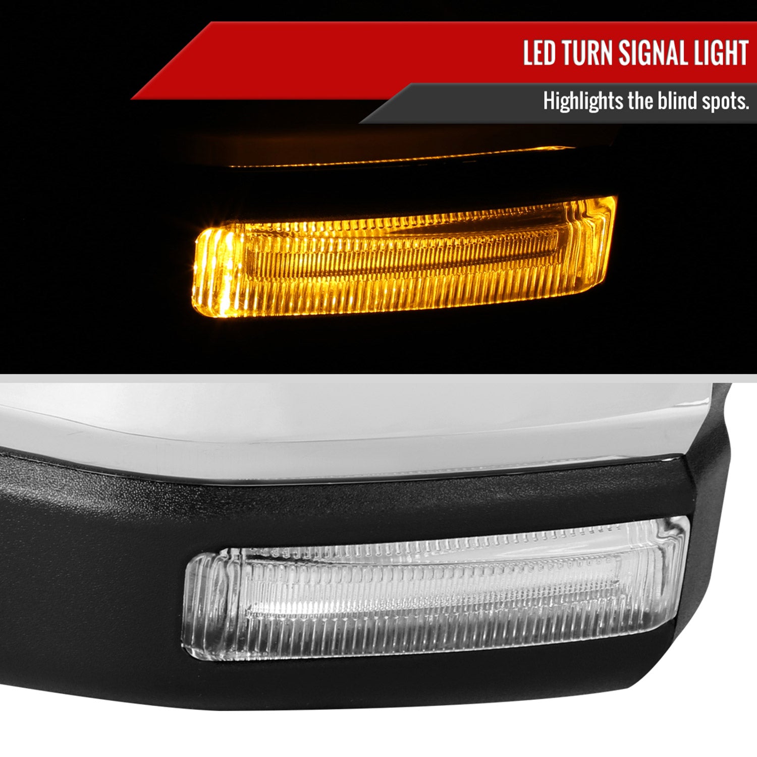 2015-2020 Ford F-150 Chrome Heated Side Mirror LED Turn Signal Driver Side