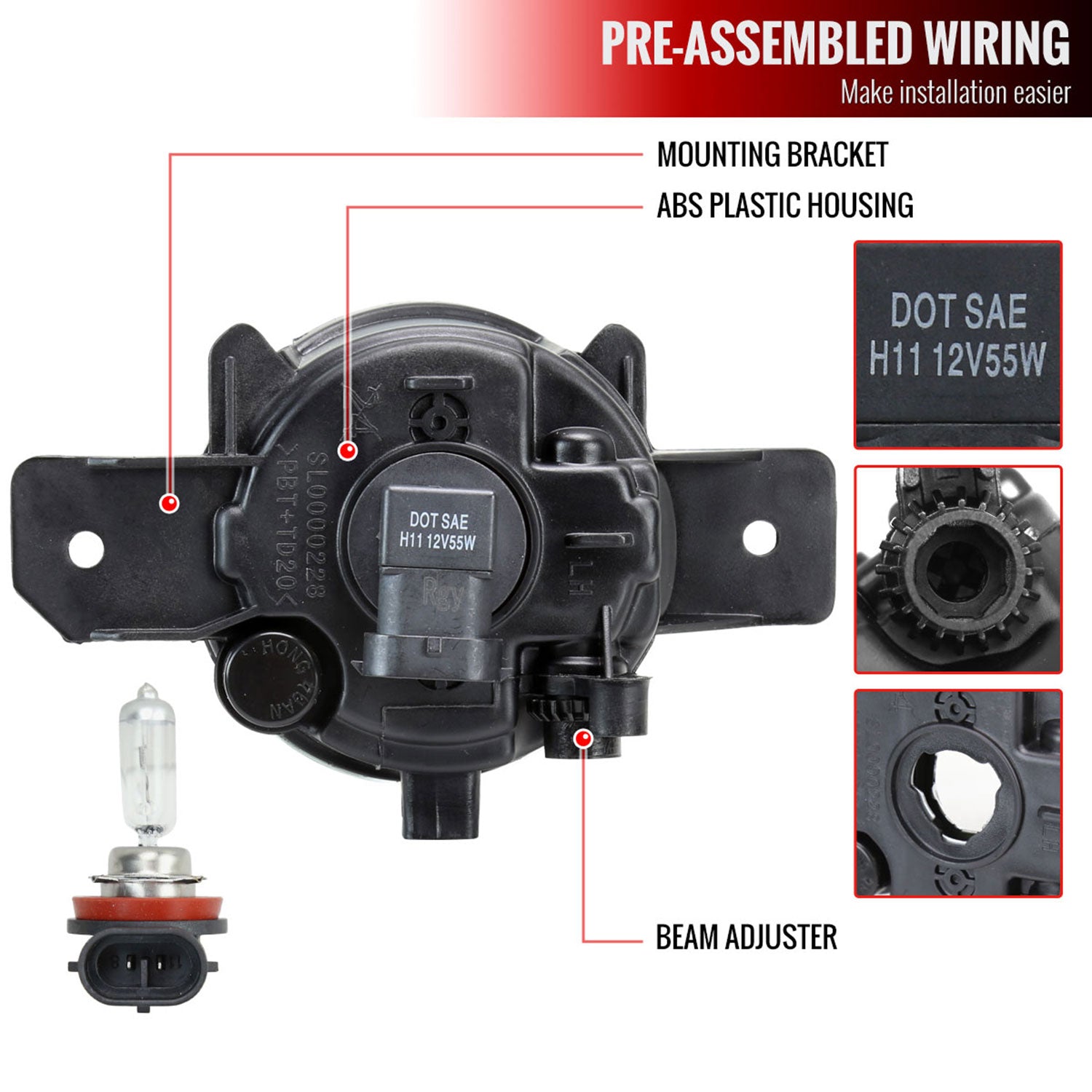 2019-2021 Nissan Altima H11 Fog Lights Kit Chrome Housing/Clear Lens