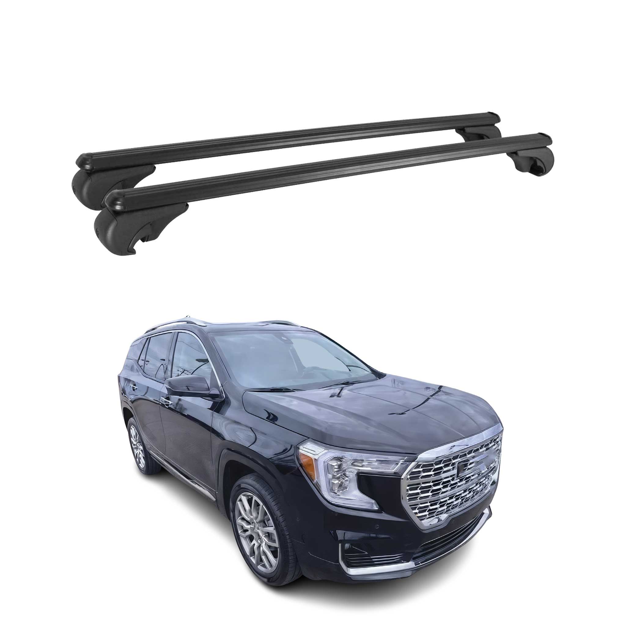 2025-2026 GMC Terrain Roof Rack Cross Bars Luggage Carrier Alu Black 2Pcs