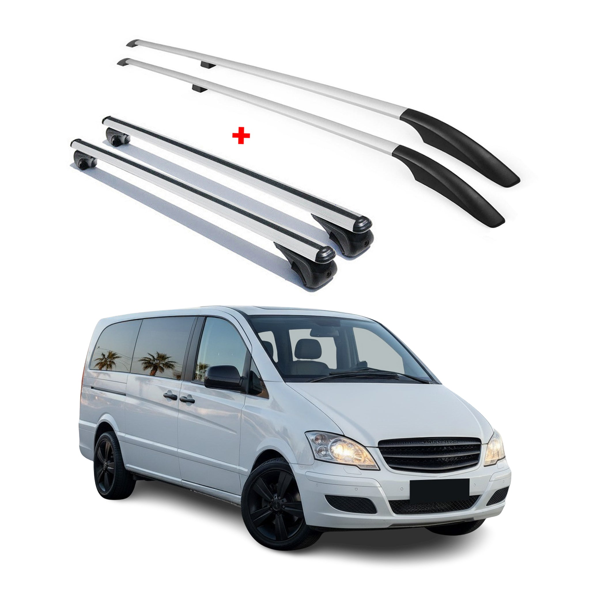 2003-2014 Mercedes Vito W639 L2 Roof Racks & Roof Rack Rails Silver