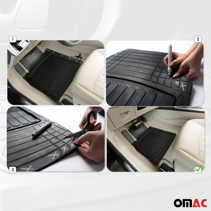 Trimmable Floor Mats Liner All Weather for GMC Envoy 3D Black Waterproof 5Pcs