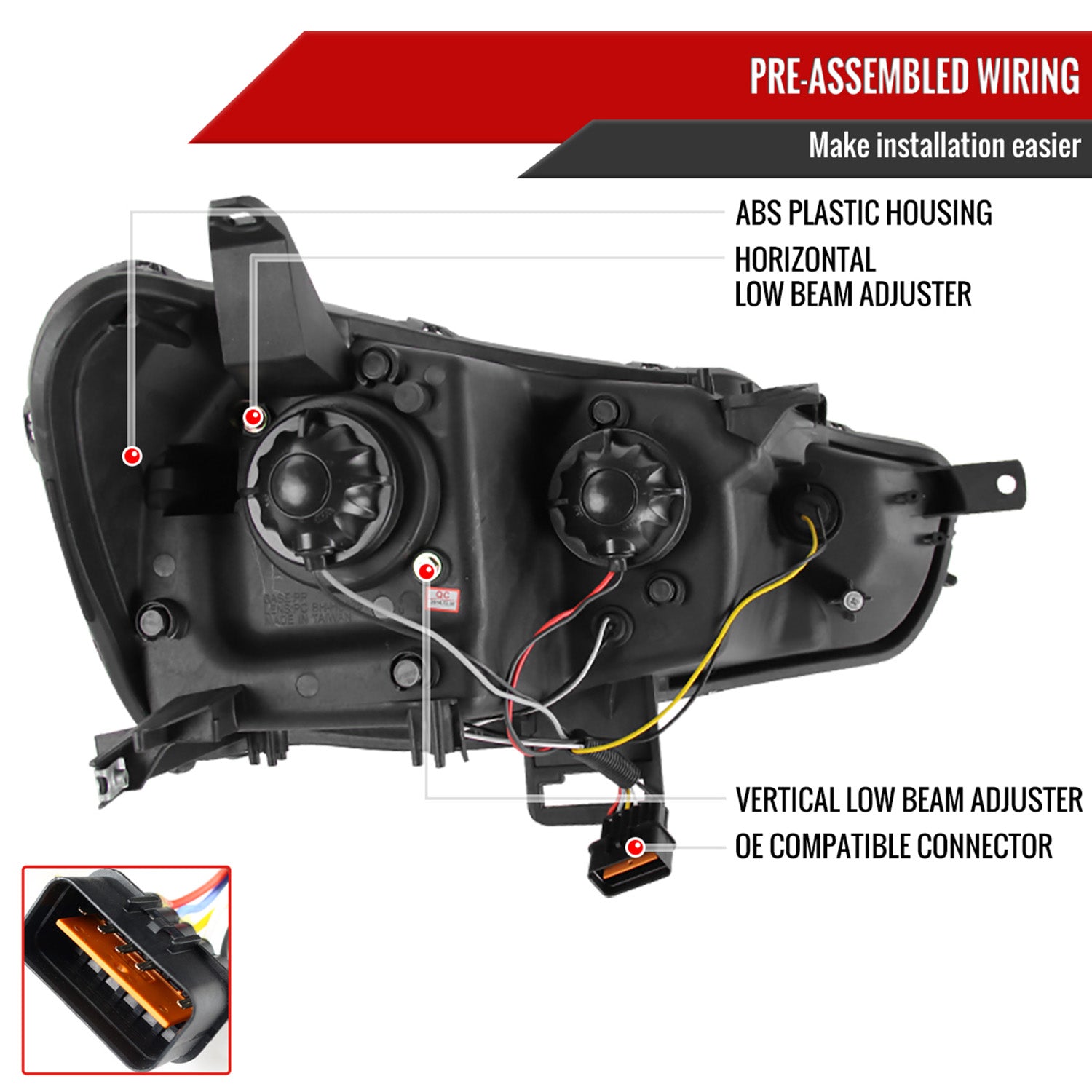 2008-2015 Mitsubishi Lancer EVO Projector Headlights SMD LED Light Strip Black