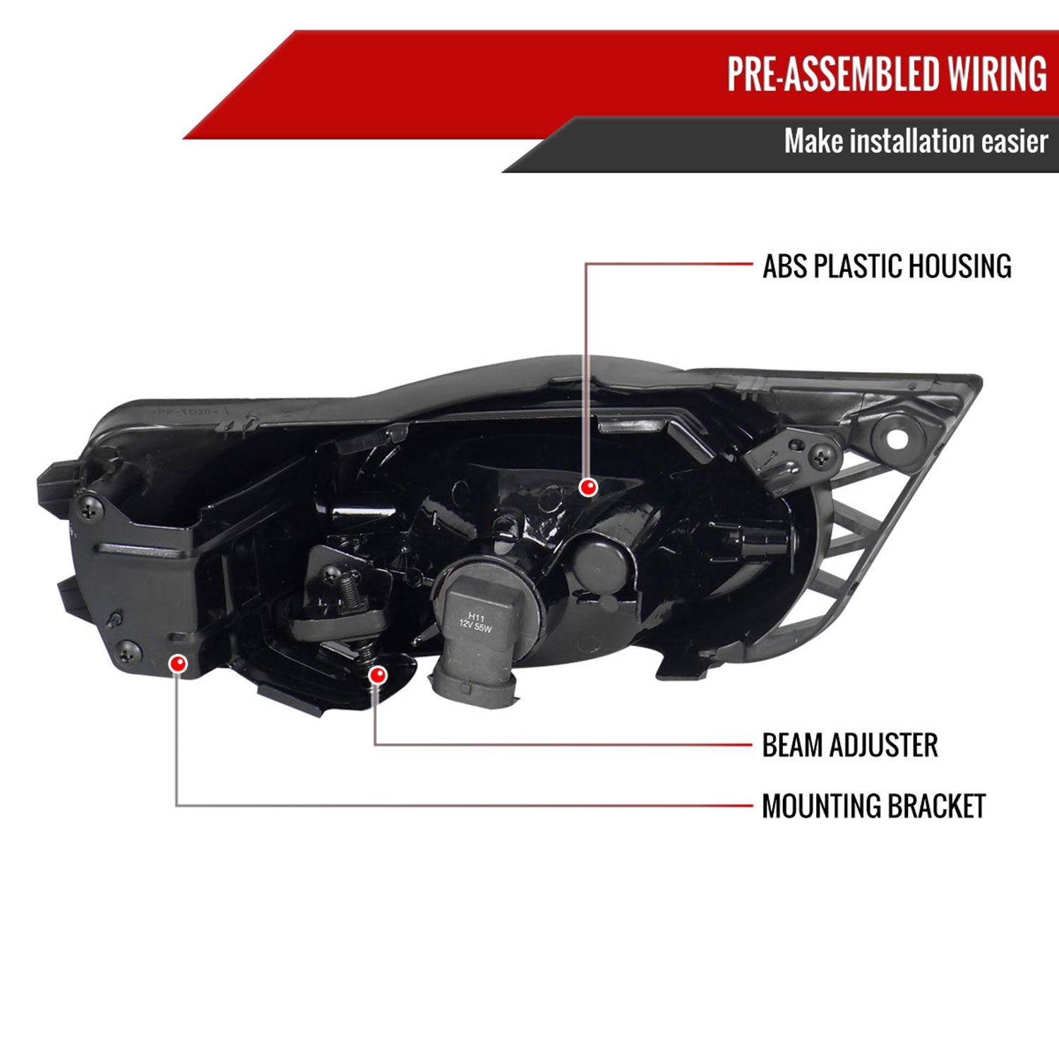 2009-2011 Honda Civic Sedan H11 Fog Lights Kit Chrome Housing/Yellow Lens