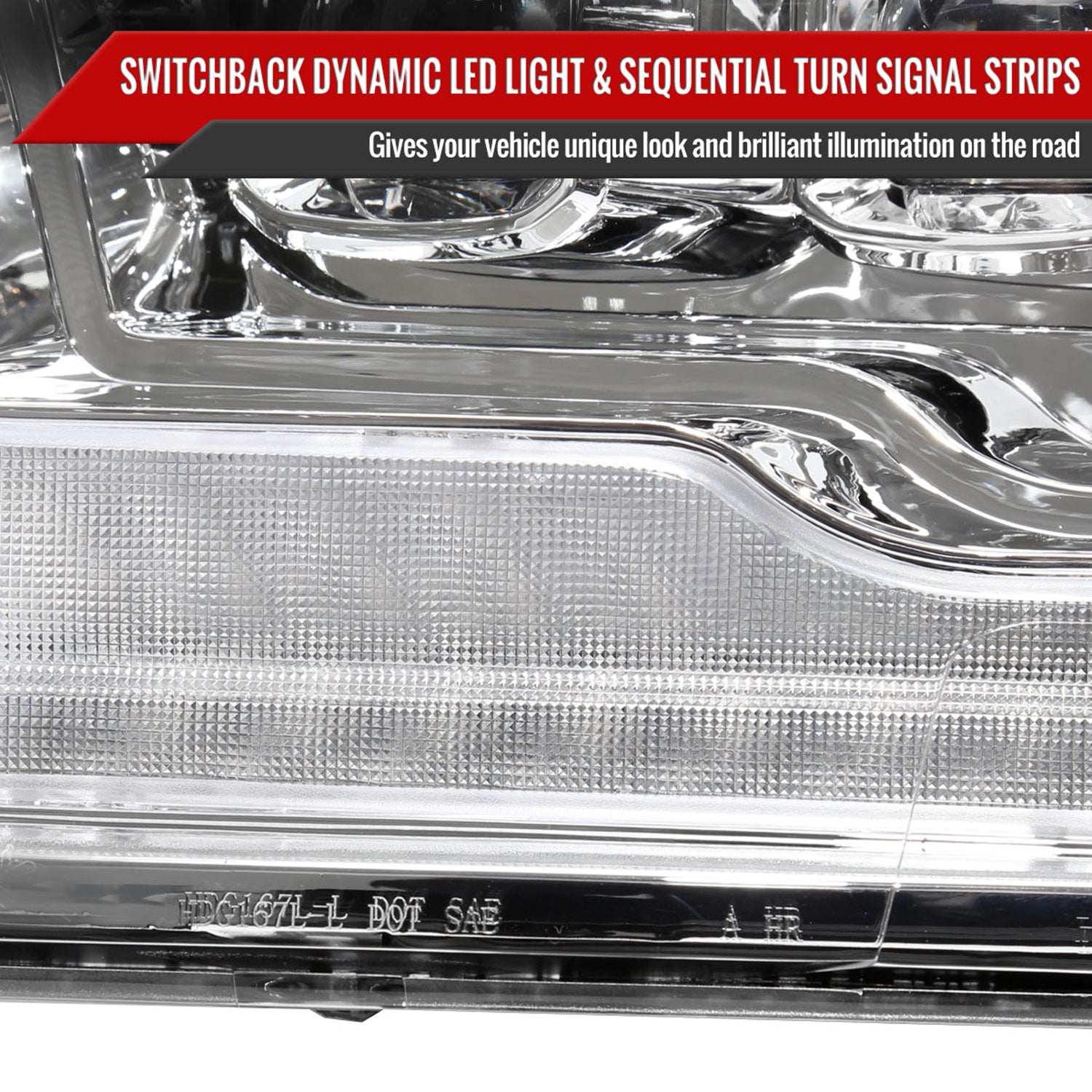2009-2018 Dodge RAM 1500 / RAM 2500 3500 Full LED Switchback Headlights Chrome