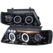 1997-2000 VW Passat Dual Halo Projector Headlights Glossy Black/Smoke Lens