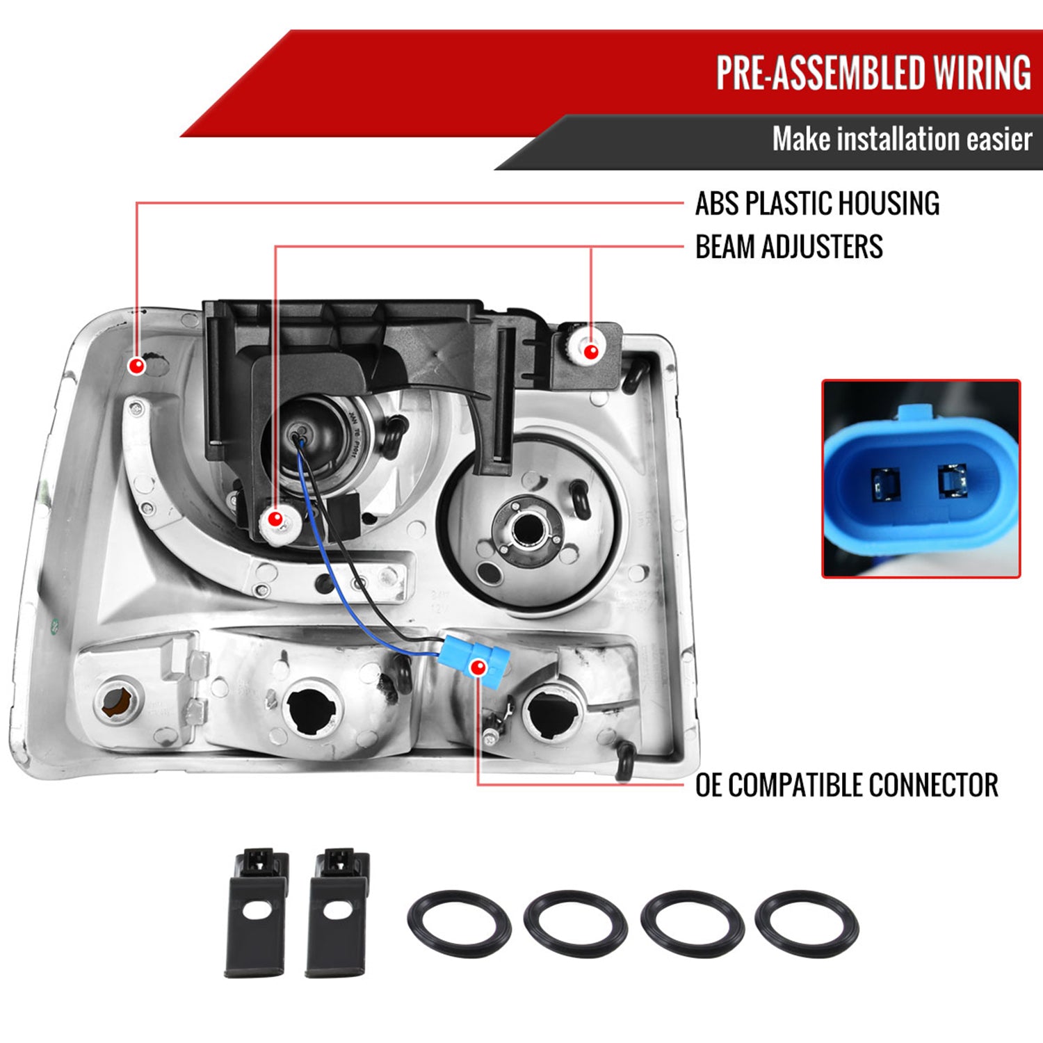 1999-2002 Chevy Silverado 1500 2500/Tahoe Suburban Headlights Bumper Smoke