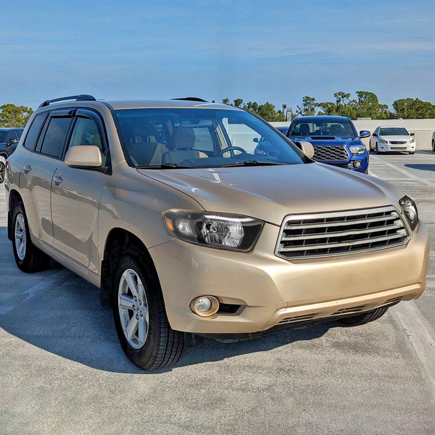 2008-2010 Toyota Highlander Factory Halogen Replacement Headlights Matt Black