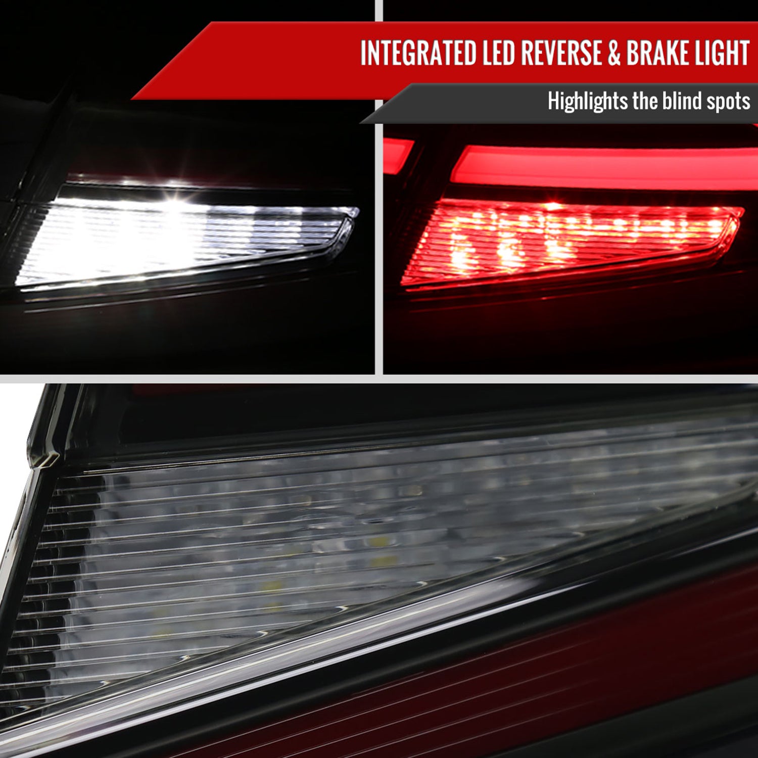 2018-2022 Honda Accord Sedan Red LED Signal Tail Lights Matt Black/Smoke