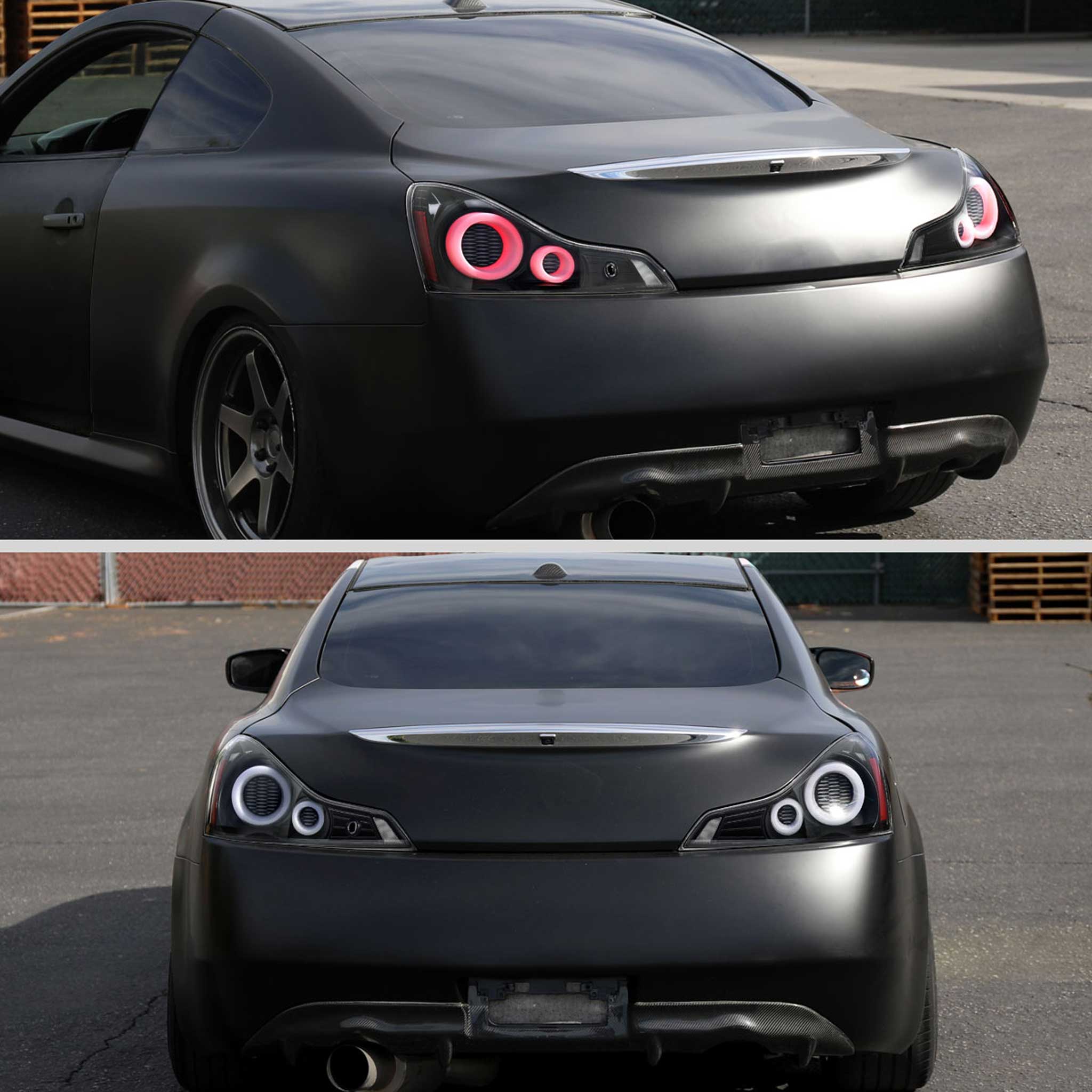 For Infiniti G37 2008-13 / Q60 Coupe 2014-15 LED Tail Lights Switchback Sequential Turn Signals Jet Black Housing Clear Lens