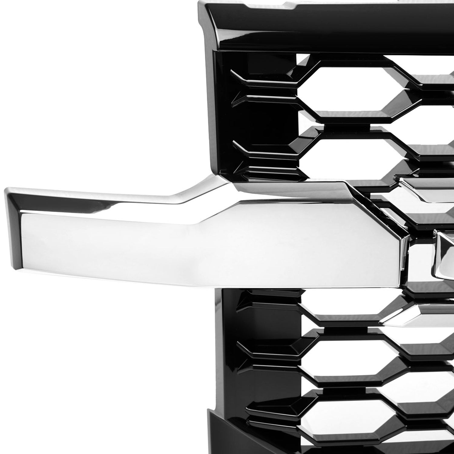 2019-2022 Chevy Silverado 1500 WT Glossy Honeycomb Hood Grille Chrome Trim