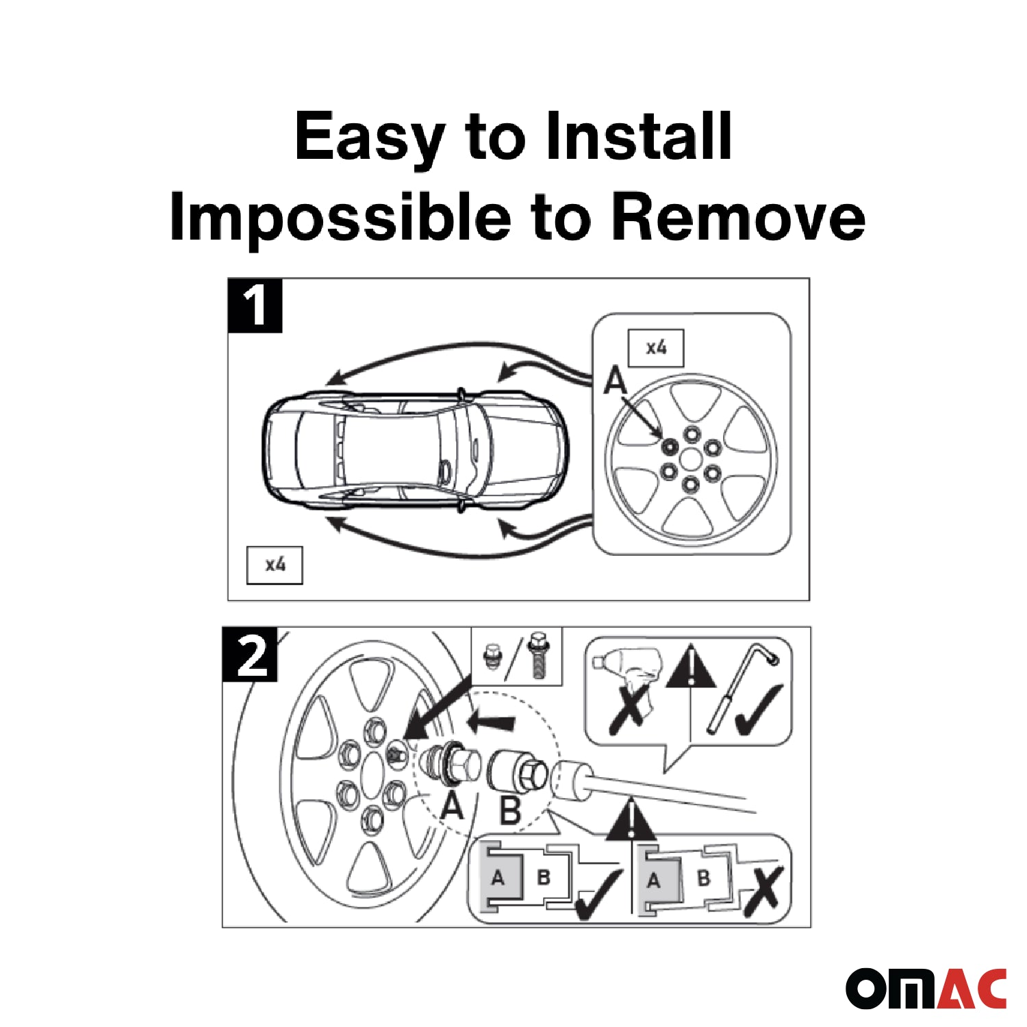 Wheel Lock Kit for Ford Ecosport 2018-2022 M12X1,5 Galvanized Silver 4Locks&1Key