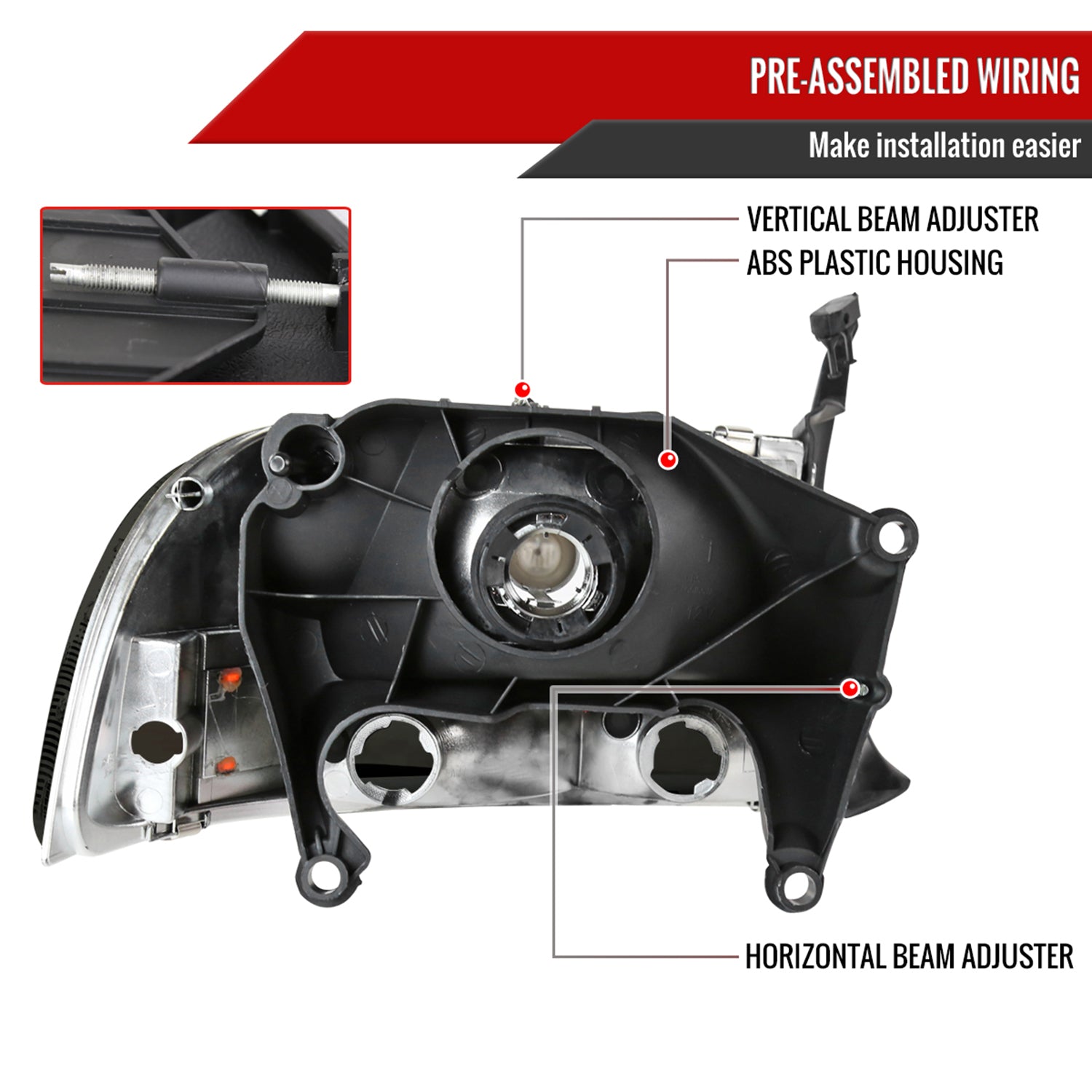 1997-2004 Dodge Dakota/98-2003 Durango Crystal Headlights Amber Reflector Smoke