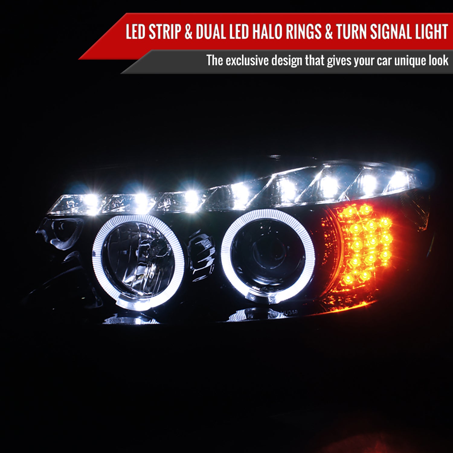 2006-2008 BMW E90 3 Series Dual Halo Headlights LED Light&LED Signal Lights