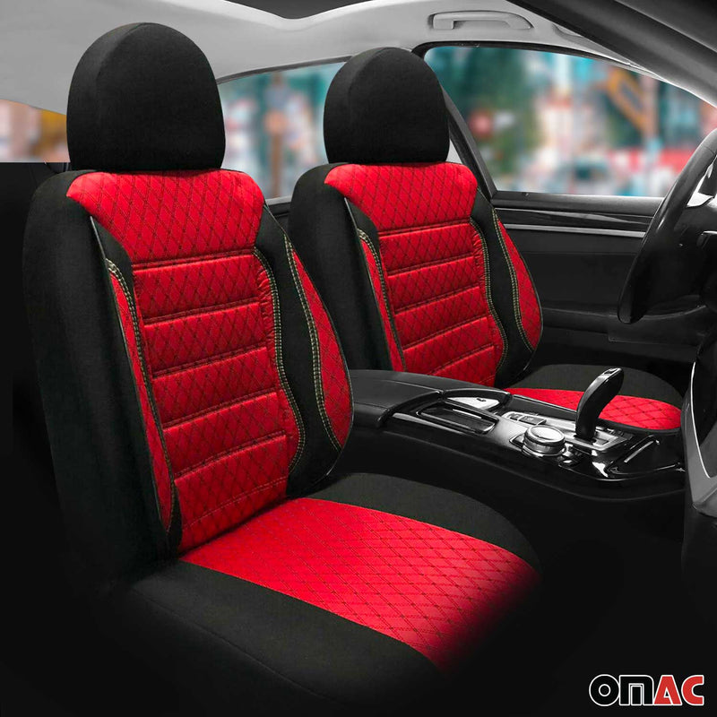 Front Car Pickup Van SUV Seat Cover Protection Fabric Black with Red 1 Pcs