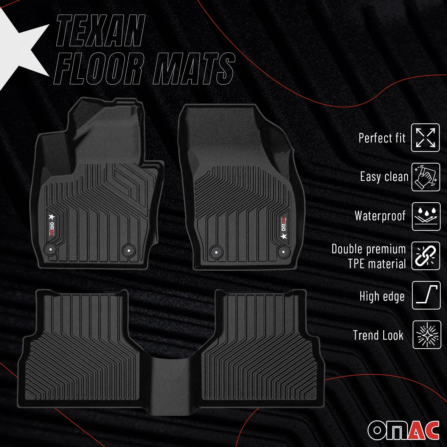 2013-2018 Audi Q3 Premium Floor Mats Liners First and Second Row Set Black