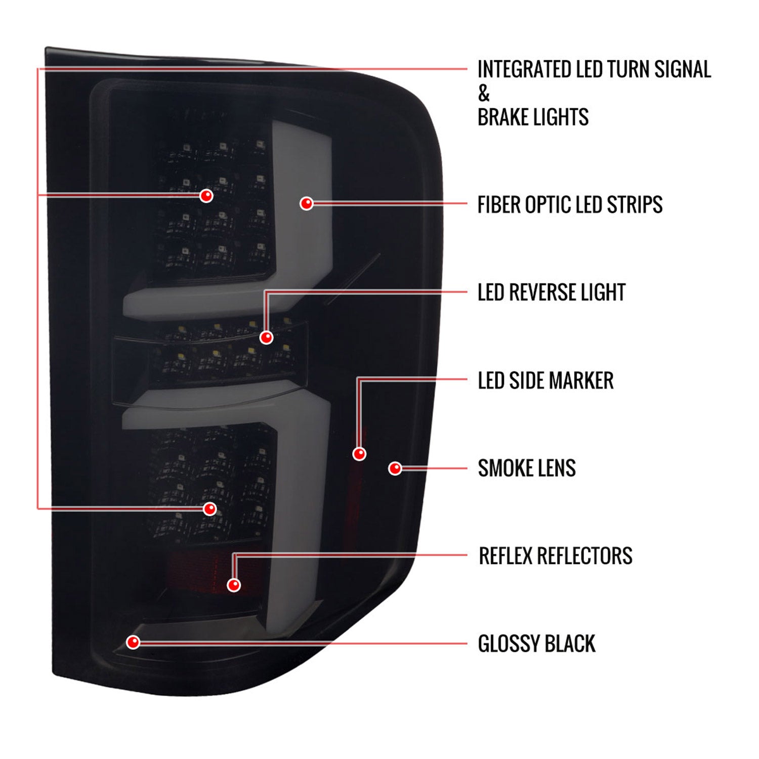 2007-2013 Chevy Silverado 1500 2500HD 3500HD LED Tail Lights White Bar Smoke