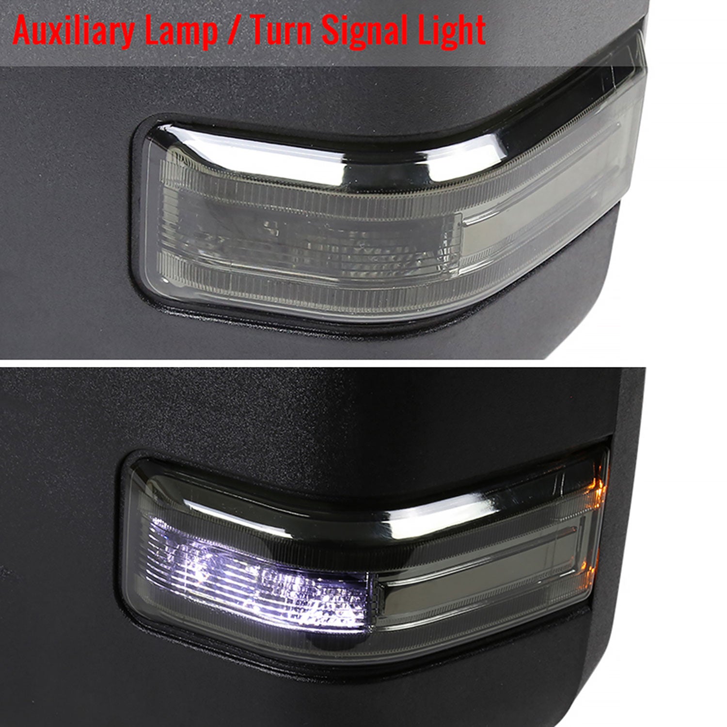 2015-2020 Ford F-150 Heated Towing Mirrors Smoke Turn Signal &Auxiliary Lights