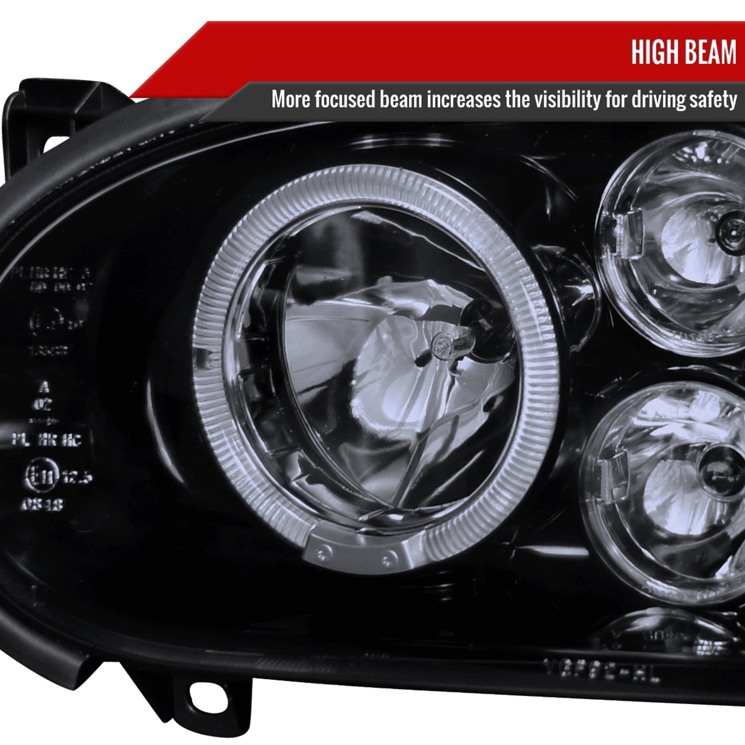 1993-1998 VW Golf Mk3/Cabrio Dual Halo Projector Headlights Black/Smoke