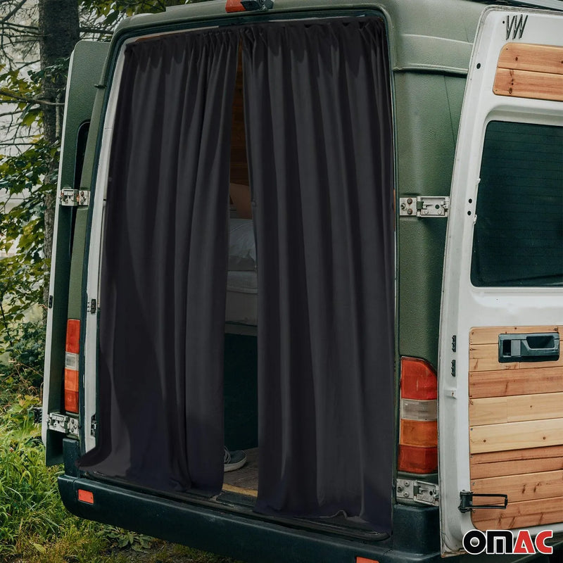 GMC Savana Trunk Tailgate Curtains Black 2 Privacy Curtains