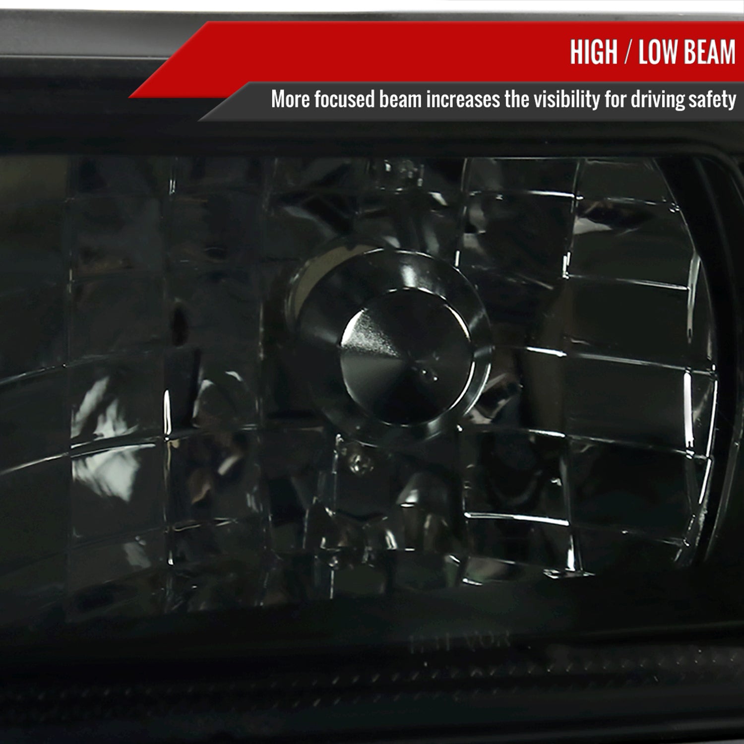 1987-1993 Ford Mustang Crystal Headlights Chrome Housing/Smoke Lens