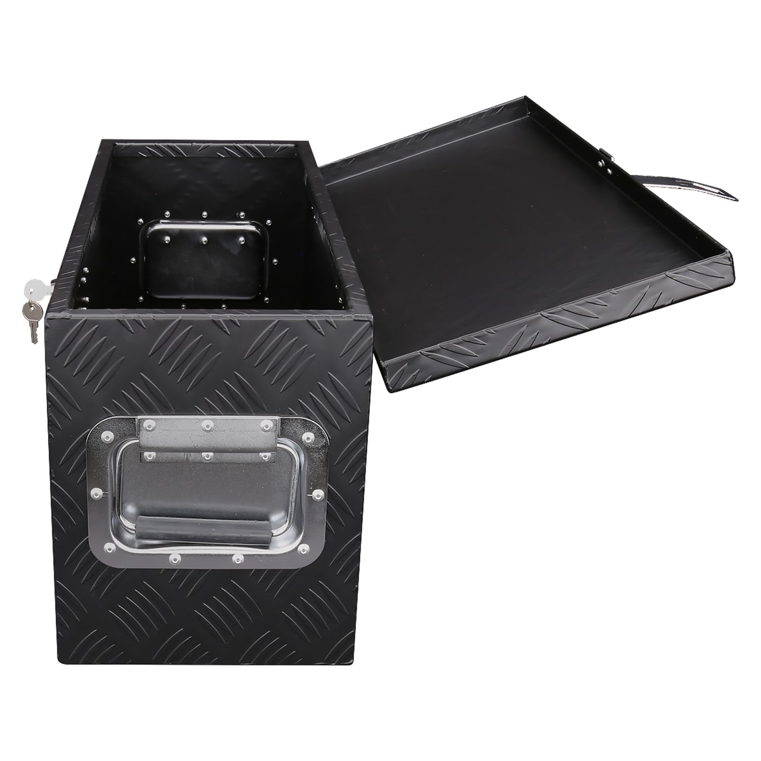 Universal 24" Heavy Duty Black Aluminum Tool Box w/ Side Handles Lock & Keys