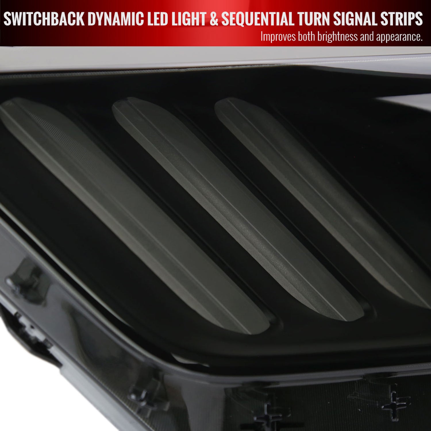 2015-2017 Ford Mustang HID/Xenon LED Turn Signal Projector Headlights Smoke