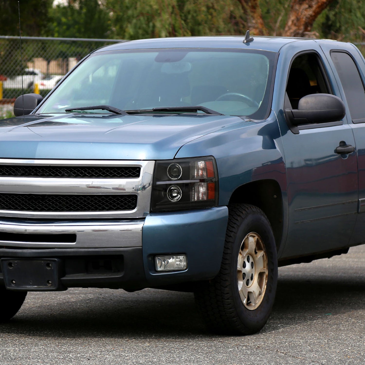 2007-2013 Chevy Silverado 1500 2500 3500 LED Dual Halo Headlights Black