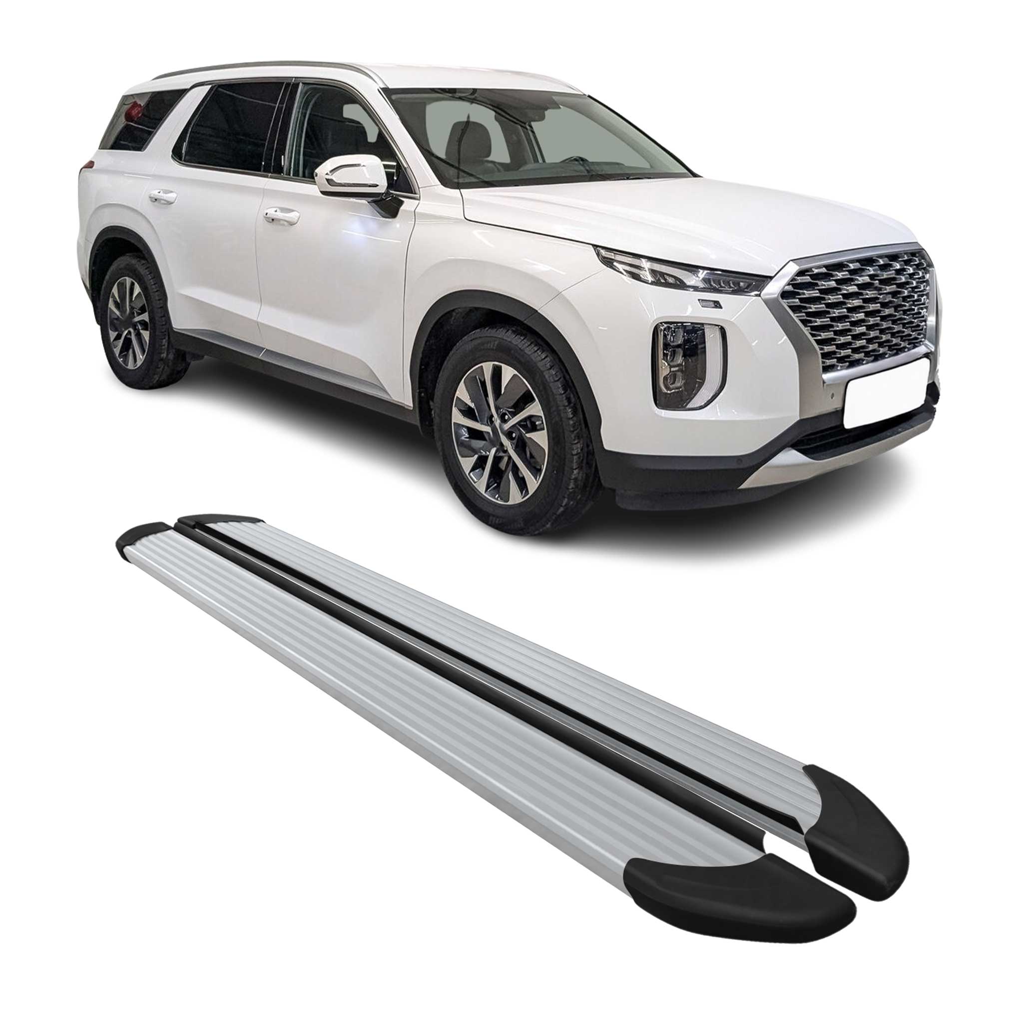 2020-2025 Hyundai Palisade Running Board Nerf Bar Side Step Silver 2 Pcs