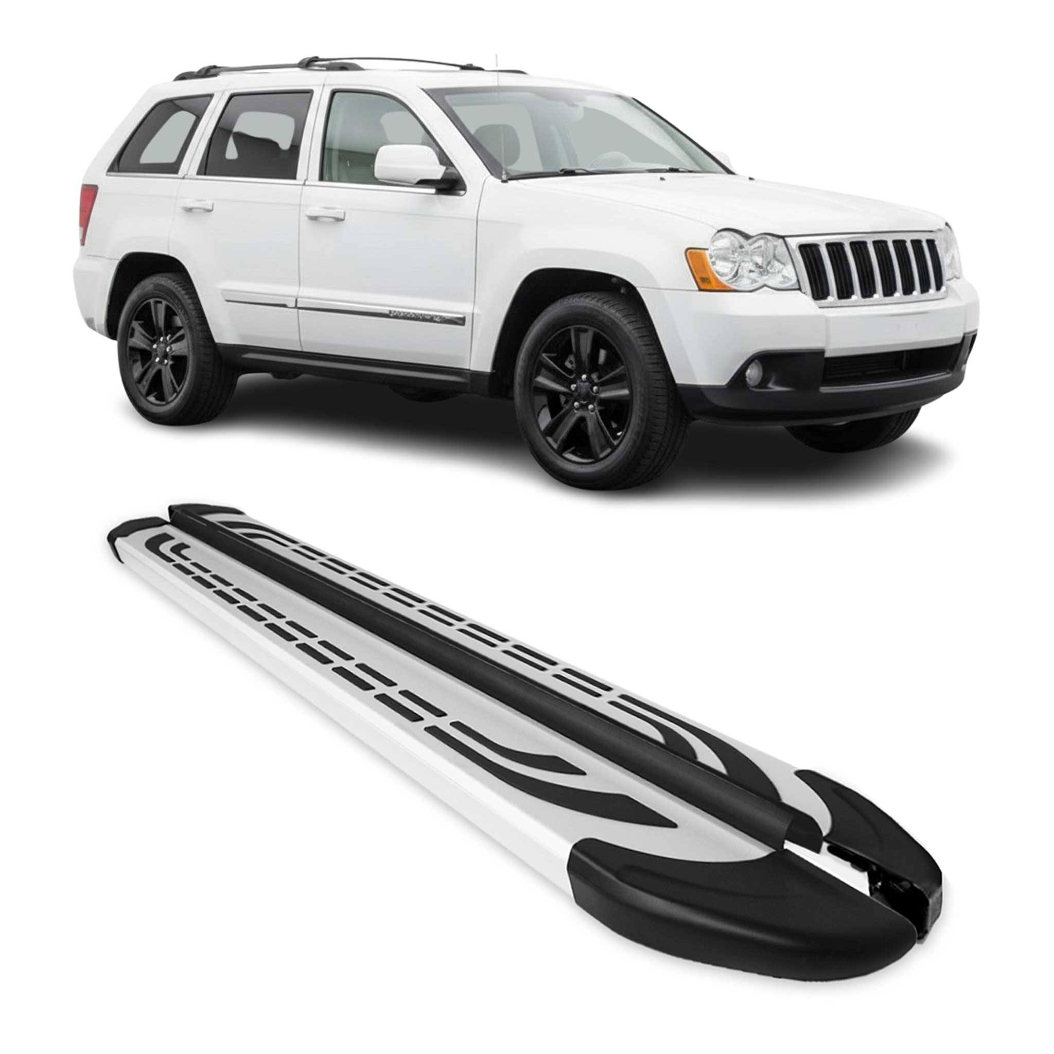 2005-2010 Jeep Grand Cherokee Running Boards Side Steps Silver