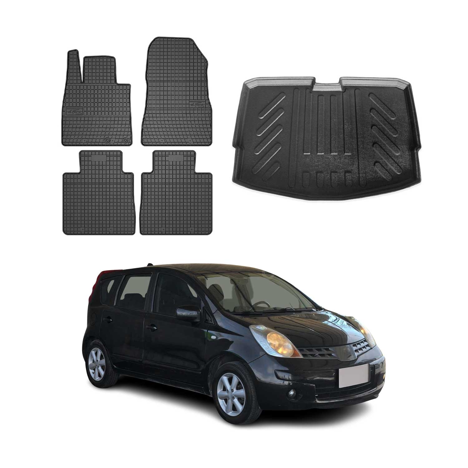 2014-2019 Nissan Versa Note Floor Mats & Cargo Liner Full Set All Weather Black