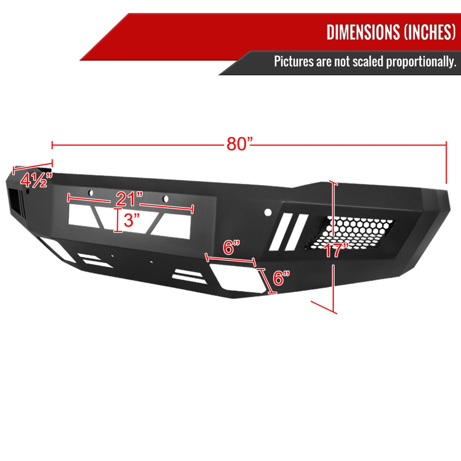 2015-2019 Chevy Silverado 2500/3500 Heavy Duty Front Bumper LED Light Ports