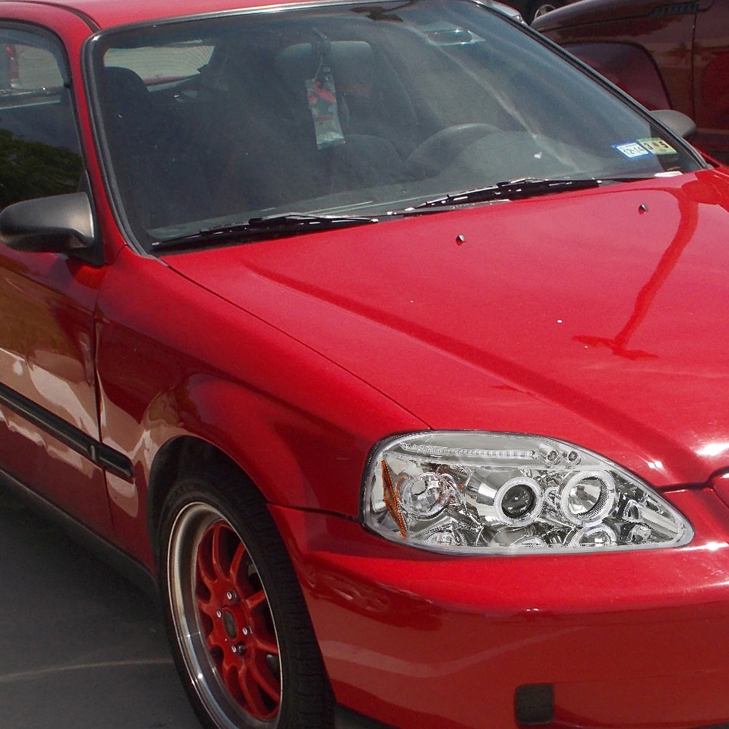 1999-2000 Honda Civic Dual Halo Projector Headlights Chrome/Clear Lens