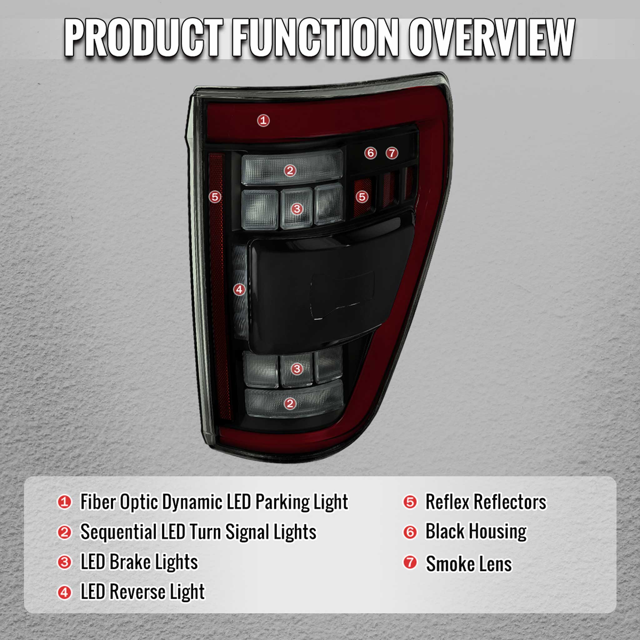 For Ford F-150 2021-2023 Full LED Tail Light Black Housing Smoked Lens