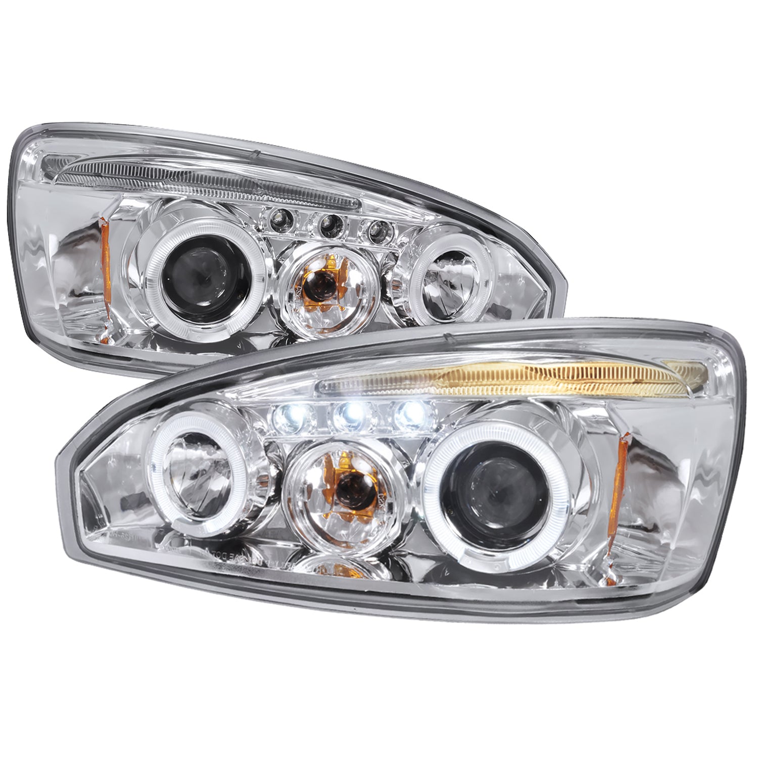 2004-2007 Chevy Malibu Dual Halo Projector Headlights Chrome/Clear Lens