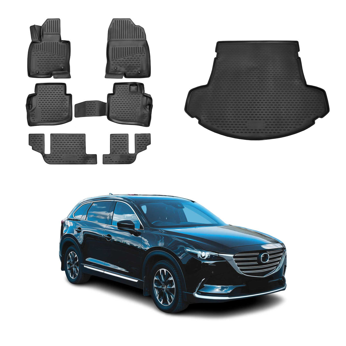 OMAC Floor Mats & Cargo Liners for Mazda CX-9 2016-2023 LWB