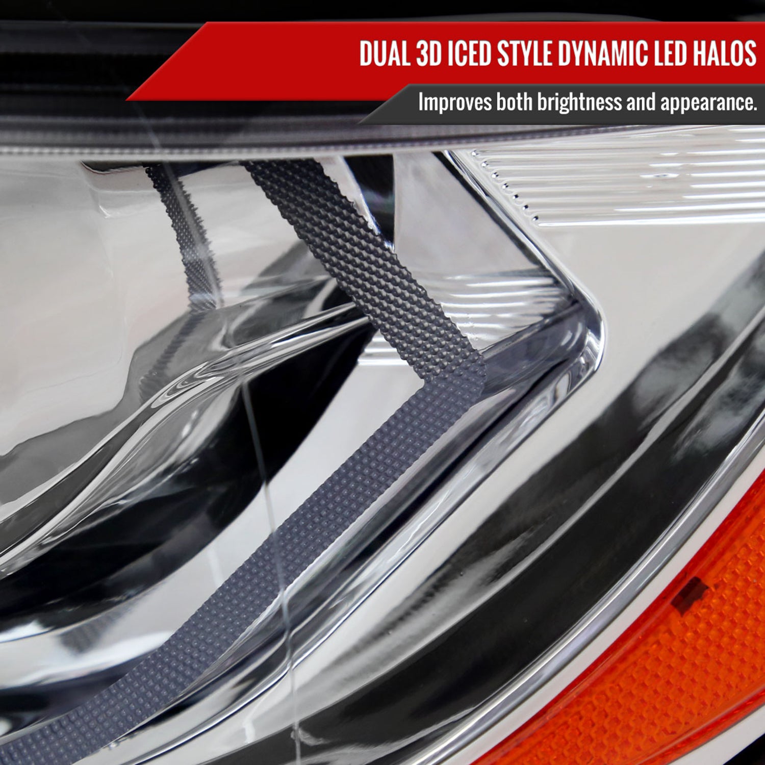 2006-2011 BMW E90 3 Series Sedan 3D Iced LED Dual Projector Headlights Chrome