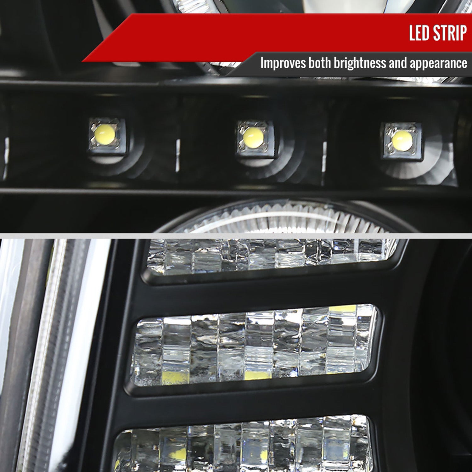 2002-2006 Cadillac Escalade Dual Halo Projector Headlights SMD LED Light Black