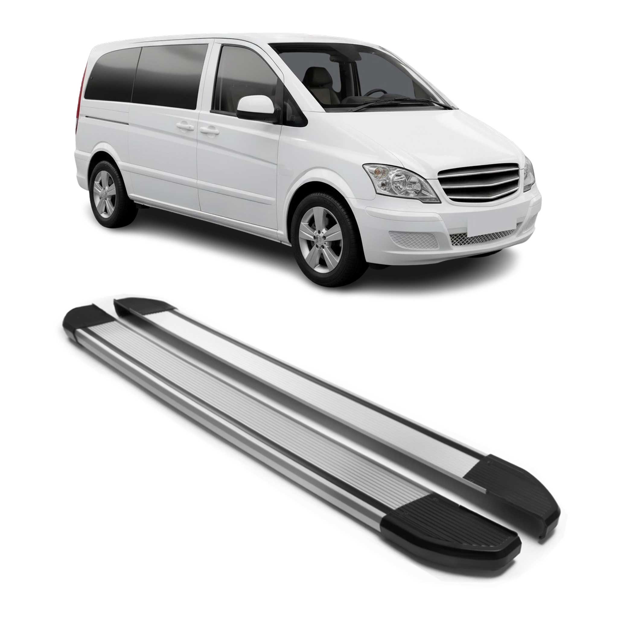 2016-2024 Mercedes Metris Short WB Running Boards Side Steps Silver