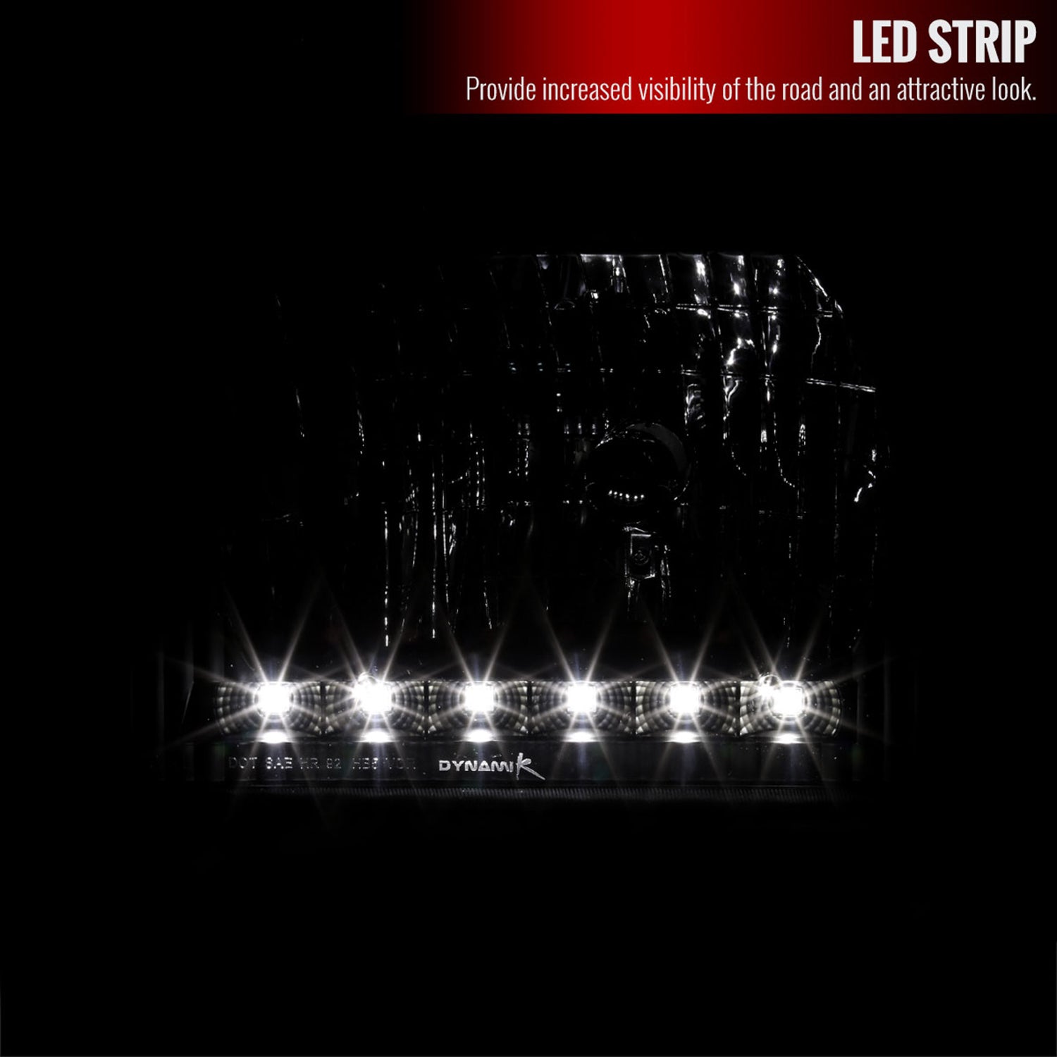 1992-2006 Ford Econoline Factory Headlights SMD LED Light Strip Matt Black