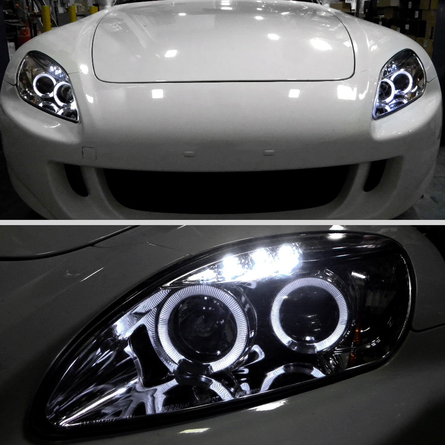 2000-2003 Honda S2000 AP1 Dual Halo Projector Headlights Chrome/Clear Lens