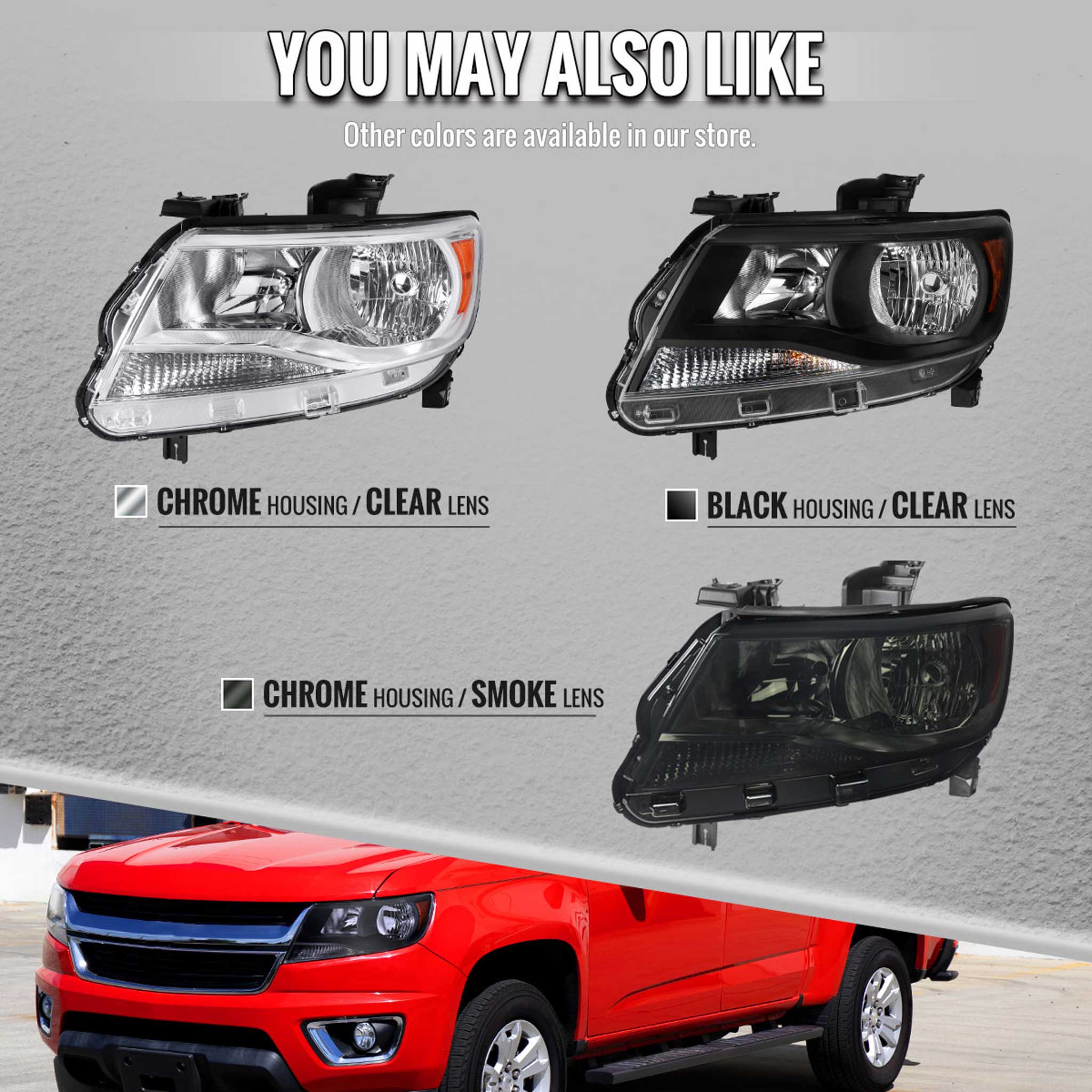 For Chevrolet Colorado 2015-2022 Factory Headlights Matte Black Housing Clear Lens