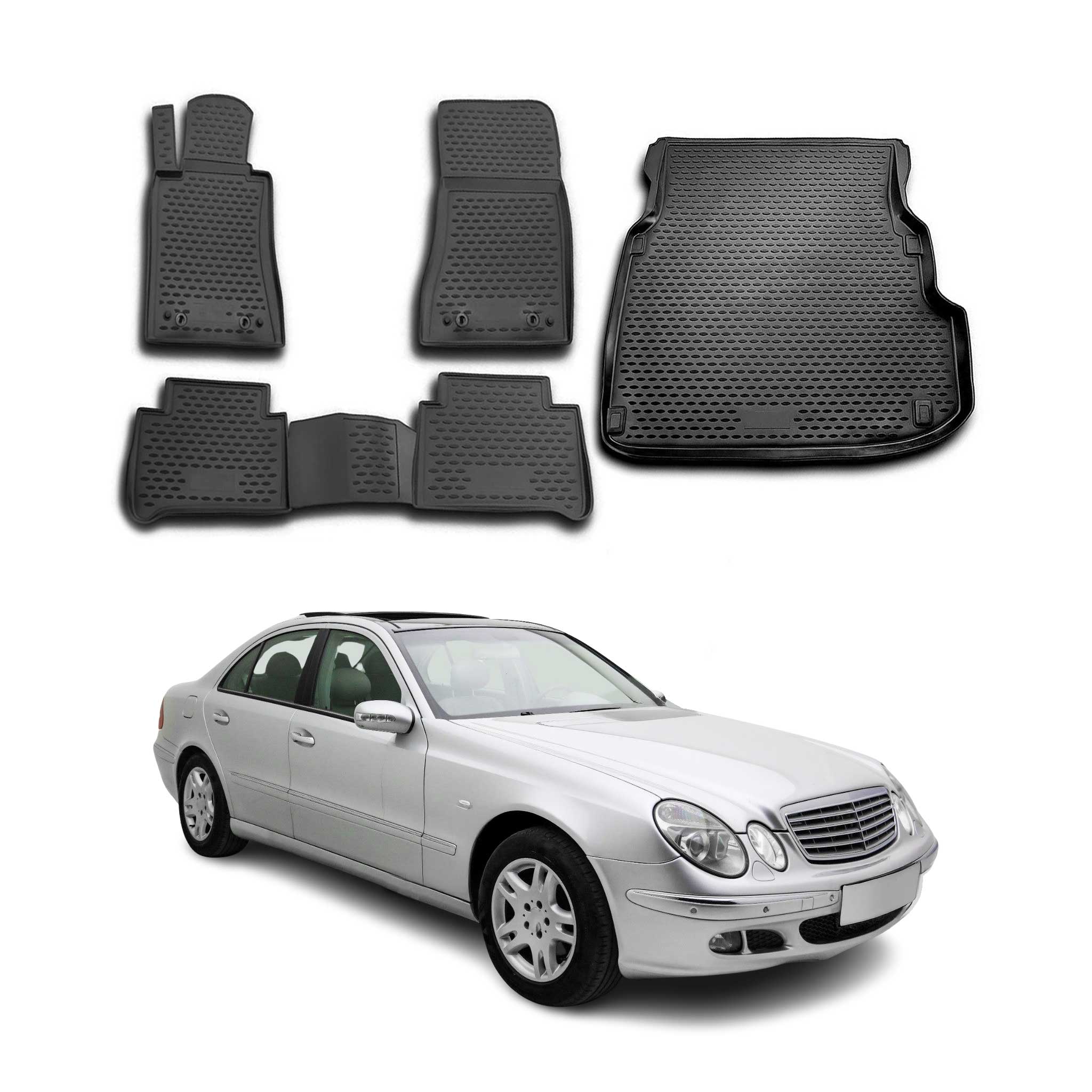 2004-2009 Mercedes E Class W211 Sedan Floor Mats & Cargo Liner Full Set All Weather Black