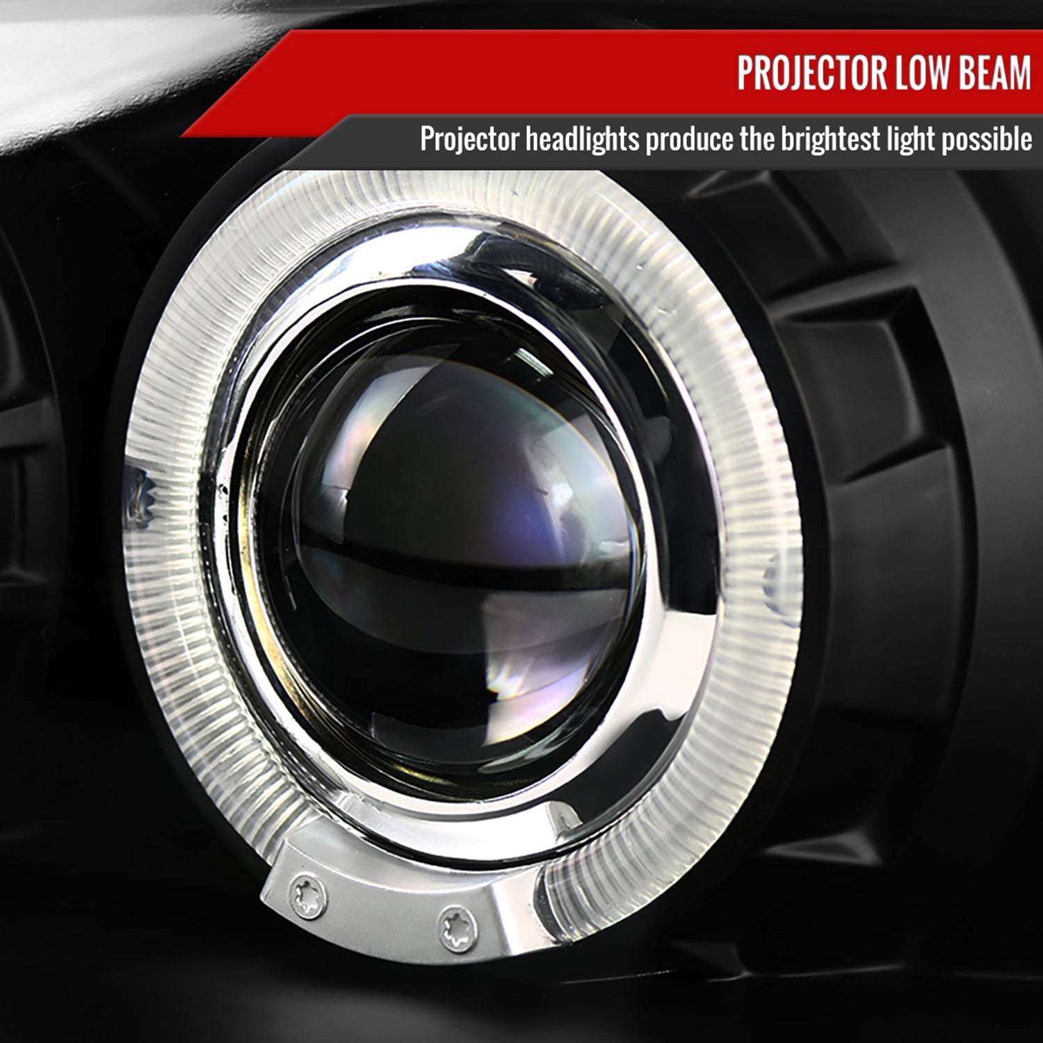 1994-1998 Ford Mustang Dual Halo Projector Headlights Matte Black/Clear Lens