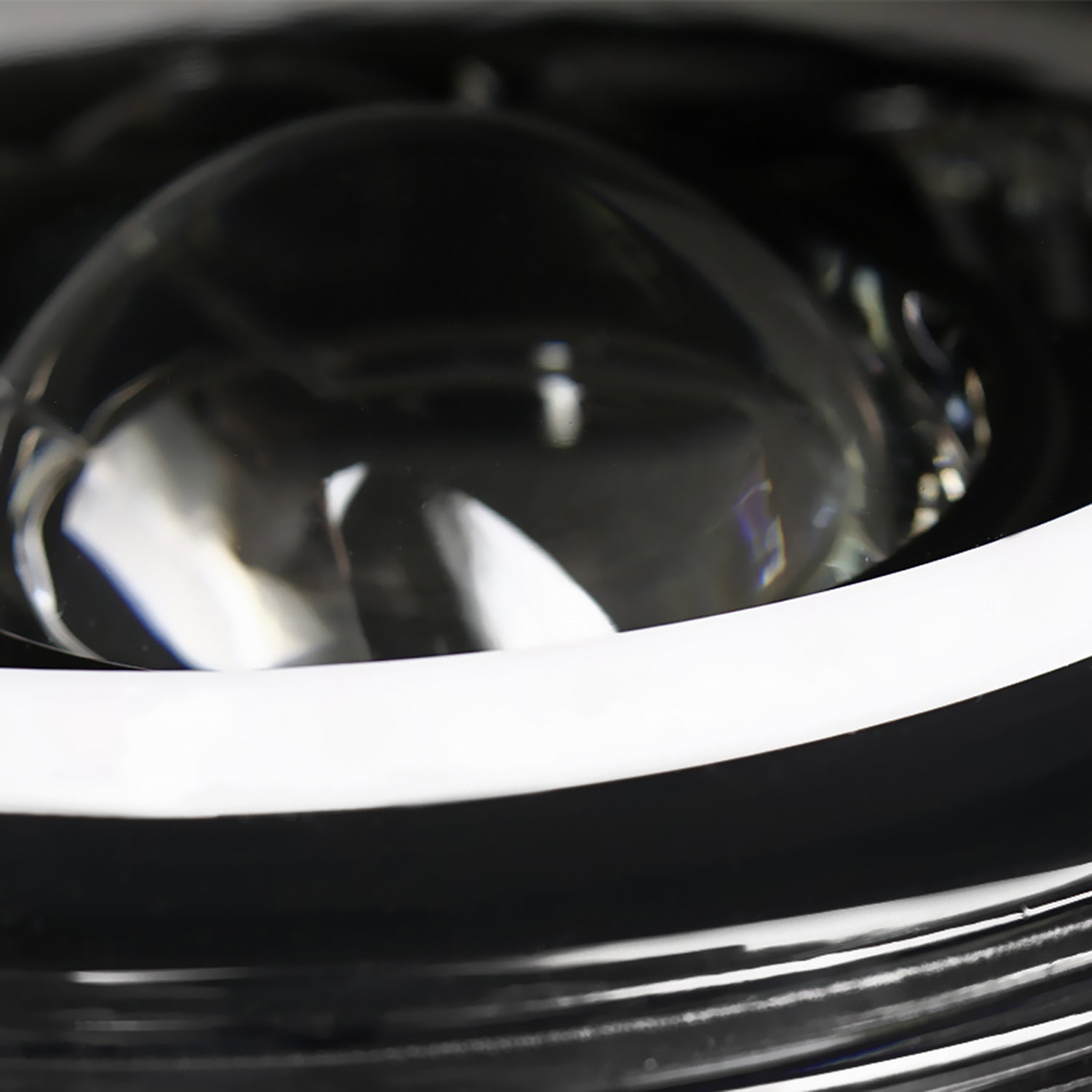 Universal 7" Round Cree LED Halo Projector Headlights - 2PC Matte Black/Clear