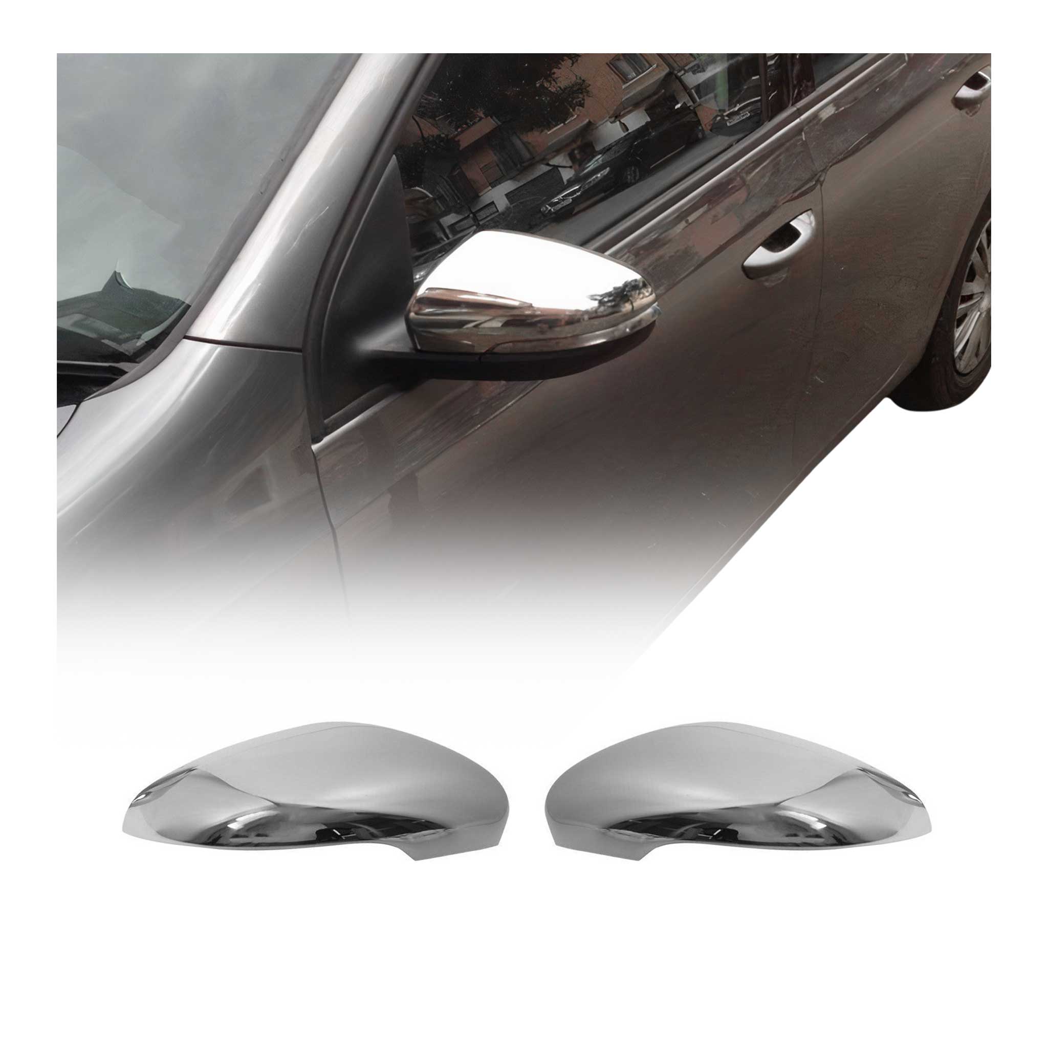 2010-2014 VW Golf Mk6 Side Mirror Cover Caps Stainless Steel Silver 2 Pcs
