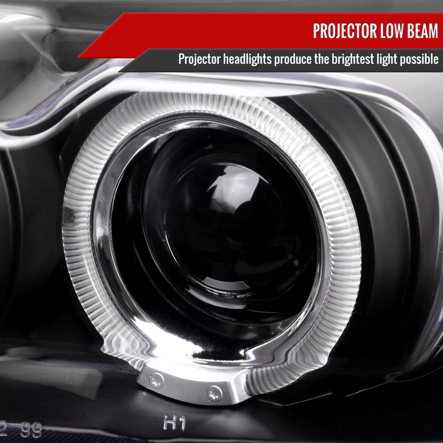 1999-2004 Ford Mustang Dual Halo Projector Headlights Matte Black/Clear Lens