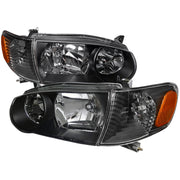 2001-2002 Toyota Corolla Factory Headlights w/Corner Lights Matt Black/Clear