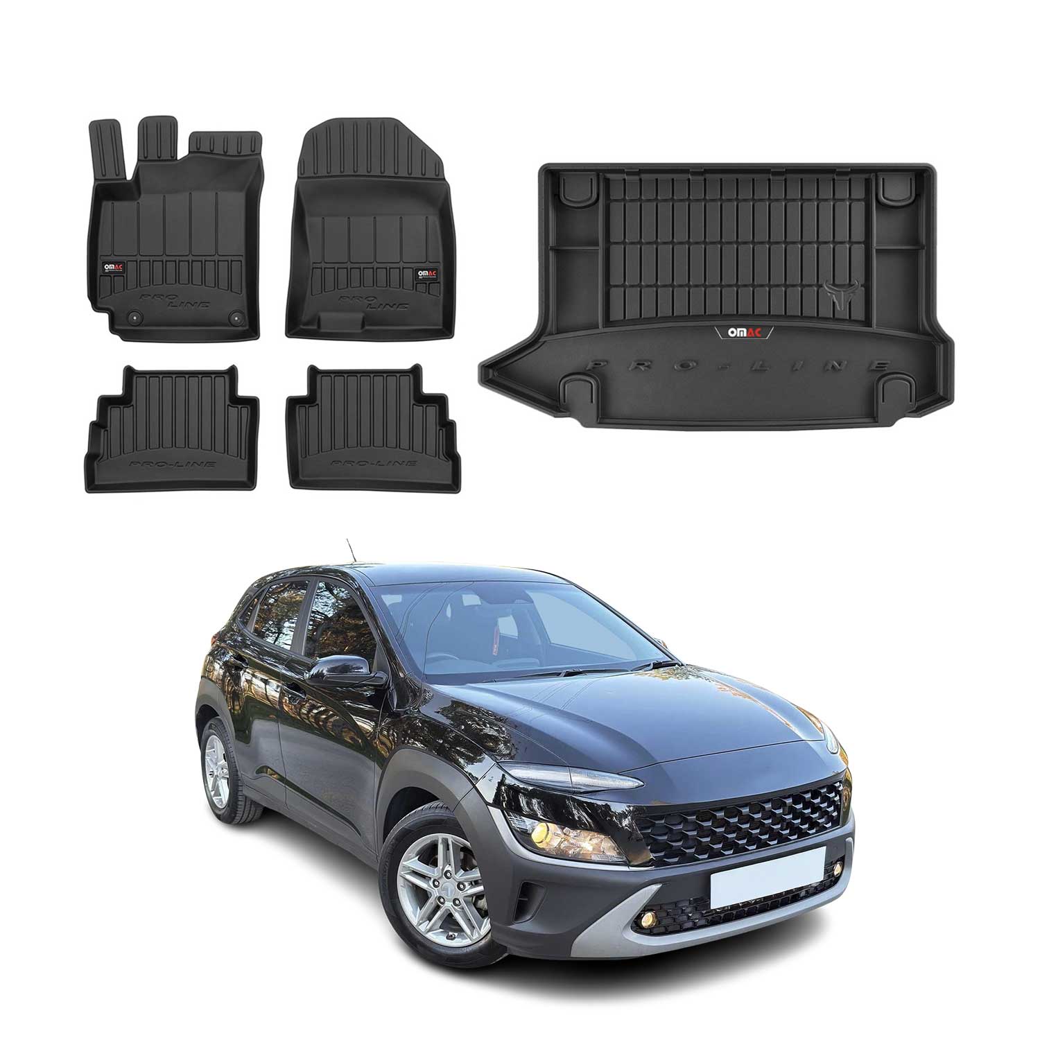 2018-2023 Hyundai Kona Premium Floor Mats & Cargo Liner Full Set All Weather Heavy Duty Upper Trunk