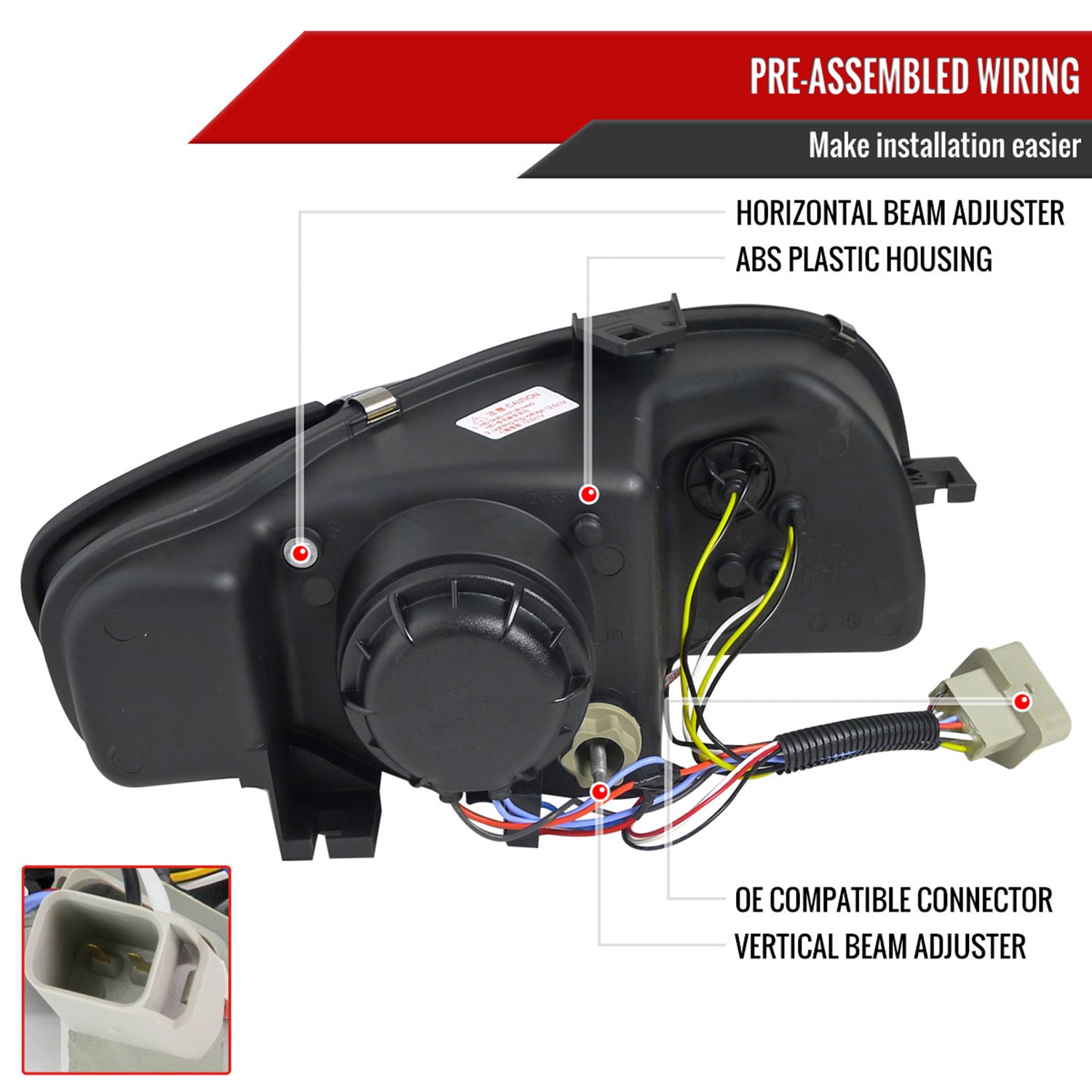 2006-2008 Audi A4 Projector Headlights w/ R8 Style LED Light Bar Chrome/Clear