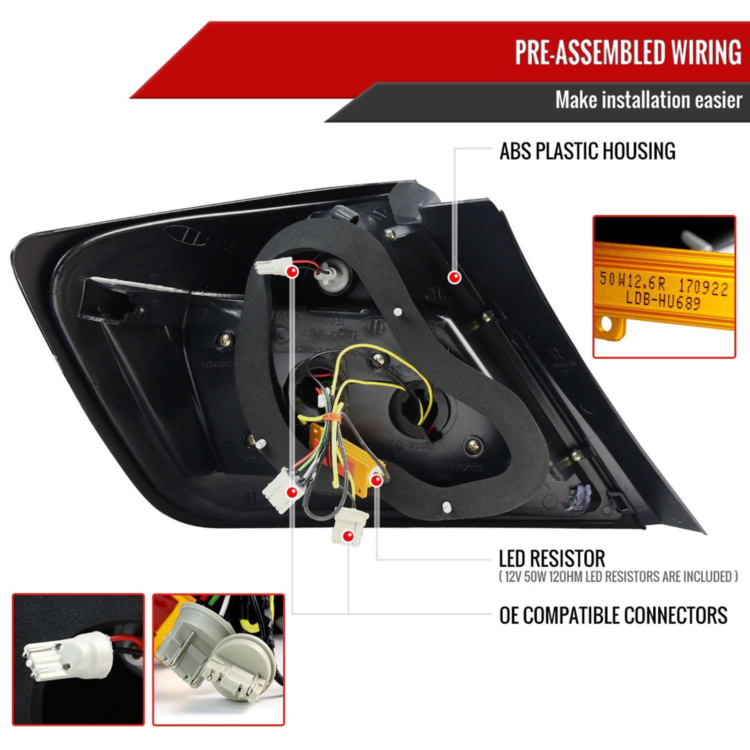 2004-2010 Scion tC V2 LED Tail Lights Matte Black Housing/Clear Lens